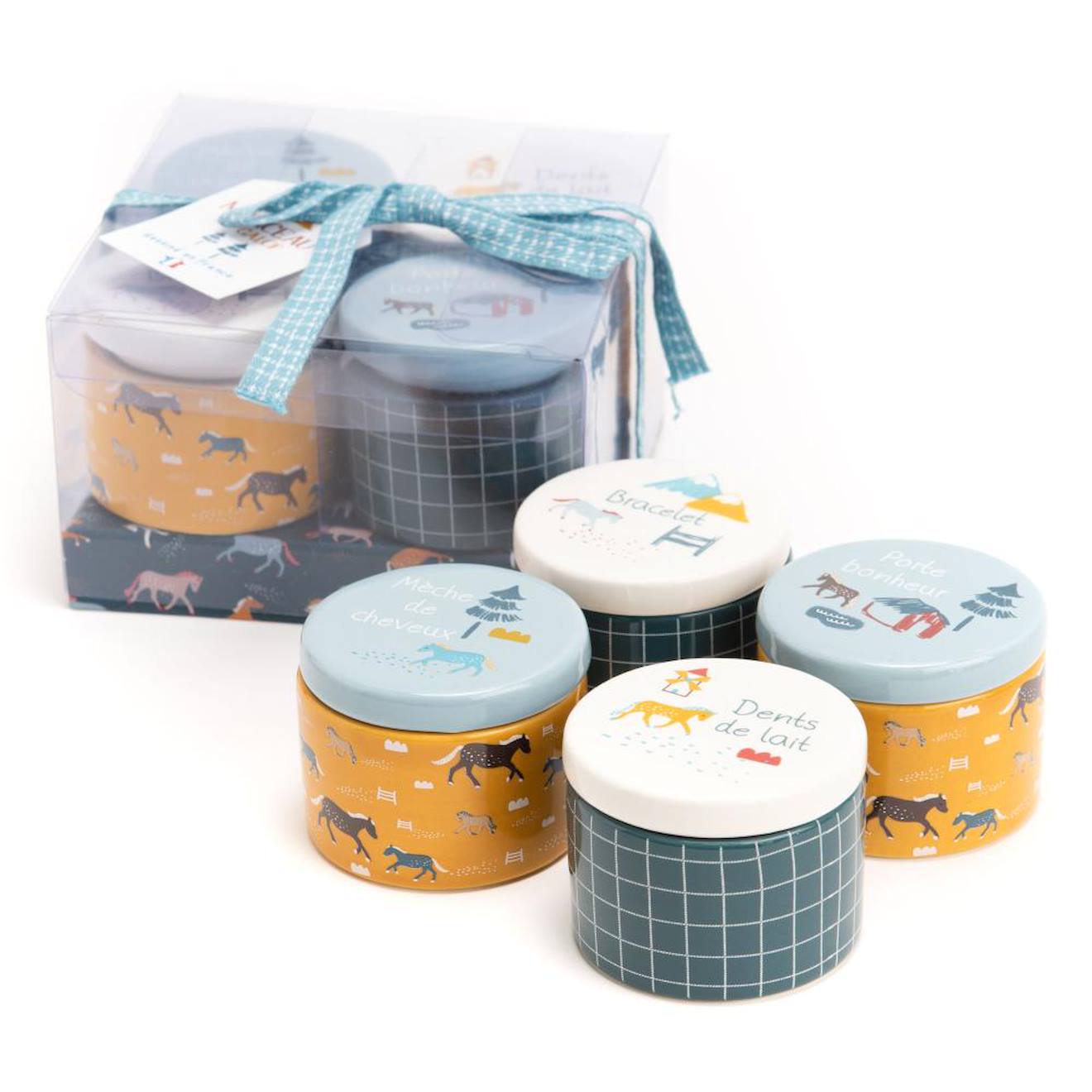 Coffret Cadeau De Naissance Bleu, Marron, Orange