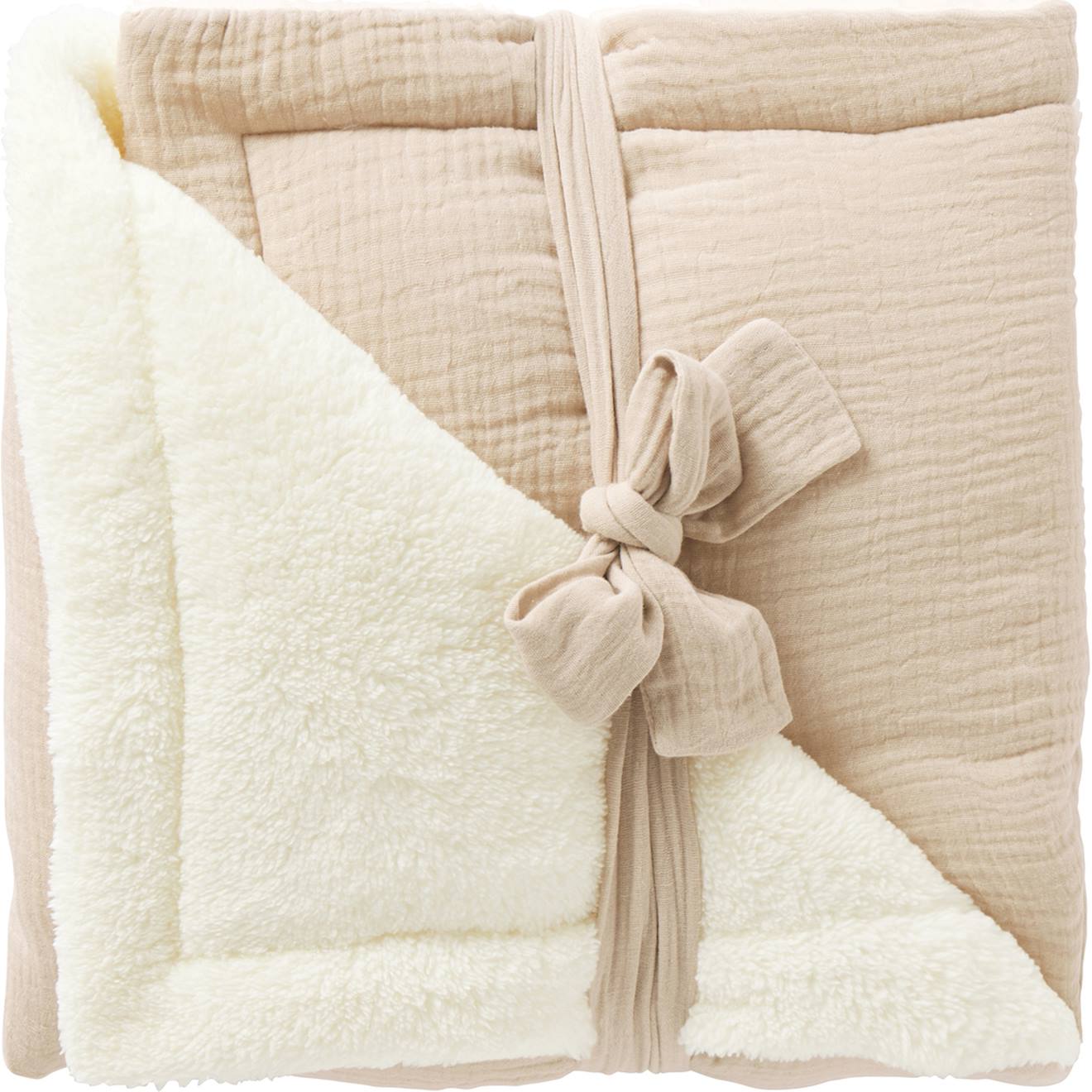 Couverture Polaire Biscuit Beige, Écru