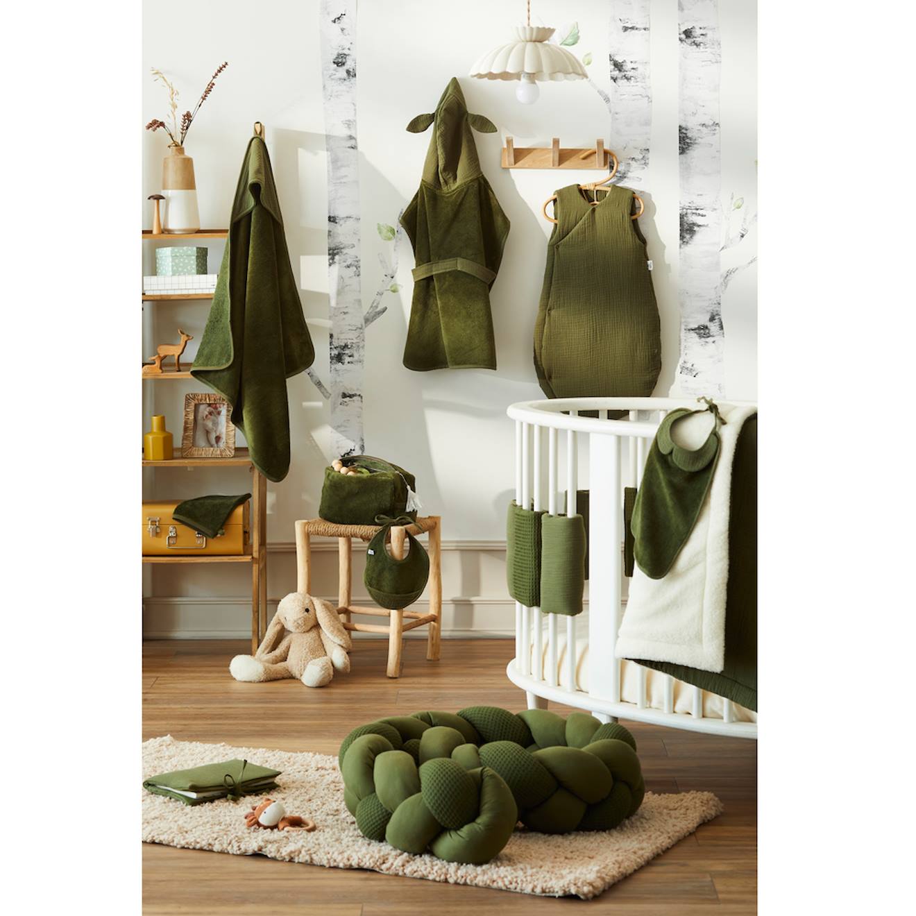 Couverture Polaire Double Gaze De Coton Fougère (70 X 100 Cm) Vert (Bb&Co) - Image 1