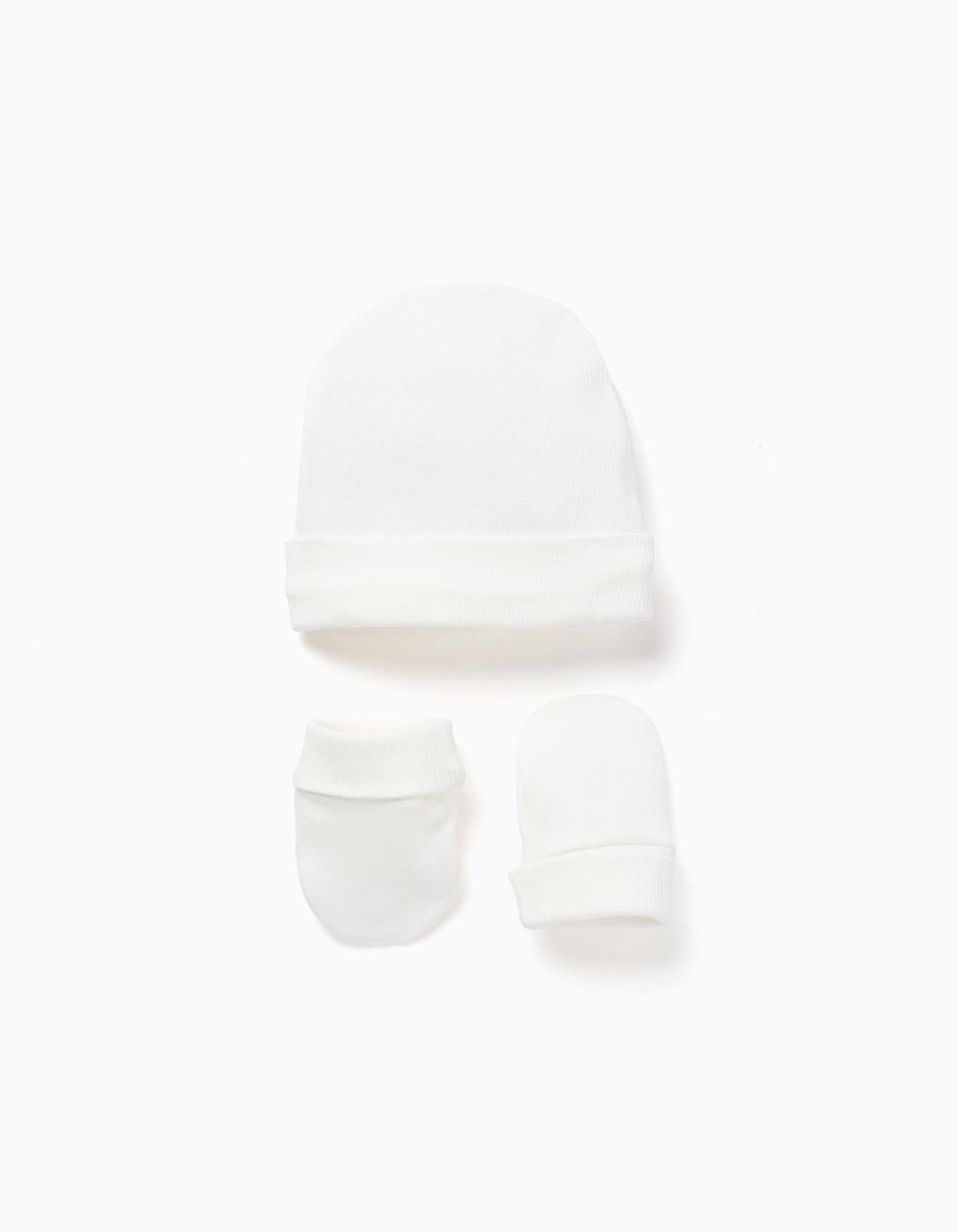 Pack De Bonnet + Gants En Maille Blanc