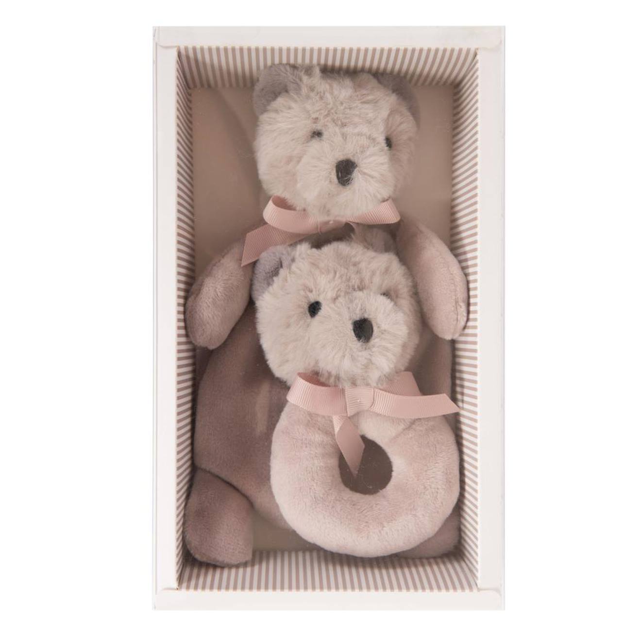 Coffret Doudou Et Hochet Ours Marron