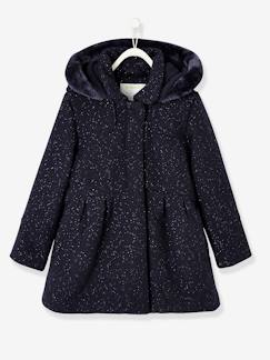 -Manteau à capuche fille drap de laine 