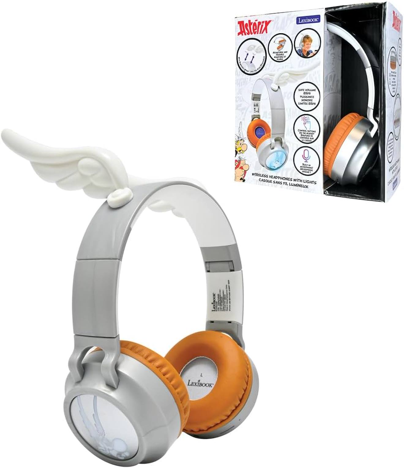 Casque Lumineux Pliable Bluetooth Et Filaire Astérix Avec Limitation Du Volume Multicolore