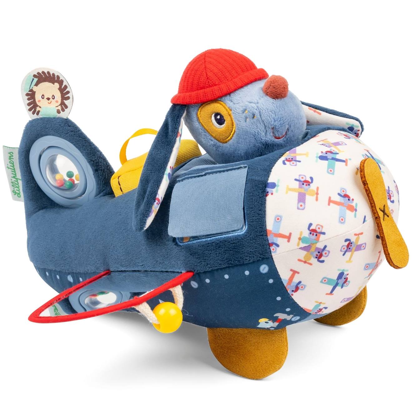 Avion D'activités, Jouet Sensoriel, Jules Le Chien Bleu, Rouge, Blanc
