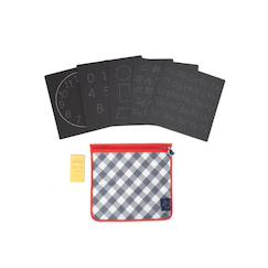 Jouet-Activités artistiques et musicales-Ardoises magiques-Pochette 5 ardoises lettres et chiffres - jouet éducatif pour enfants