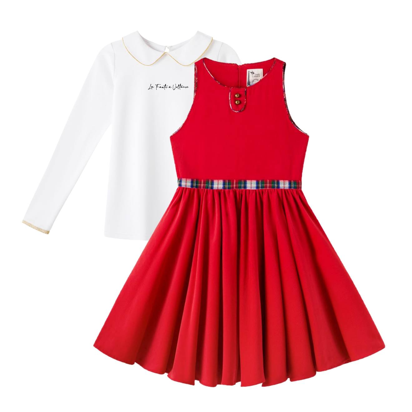 Robe De Noël Patineuse + T-shirt Rouge Blanc Vert