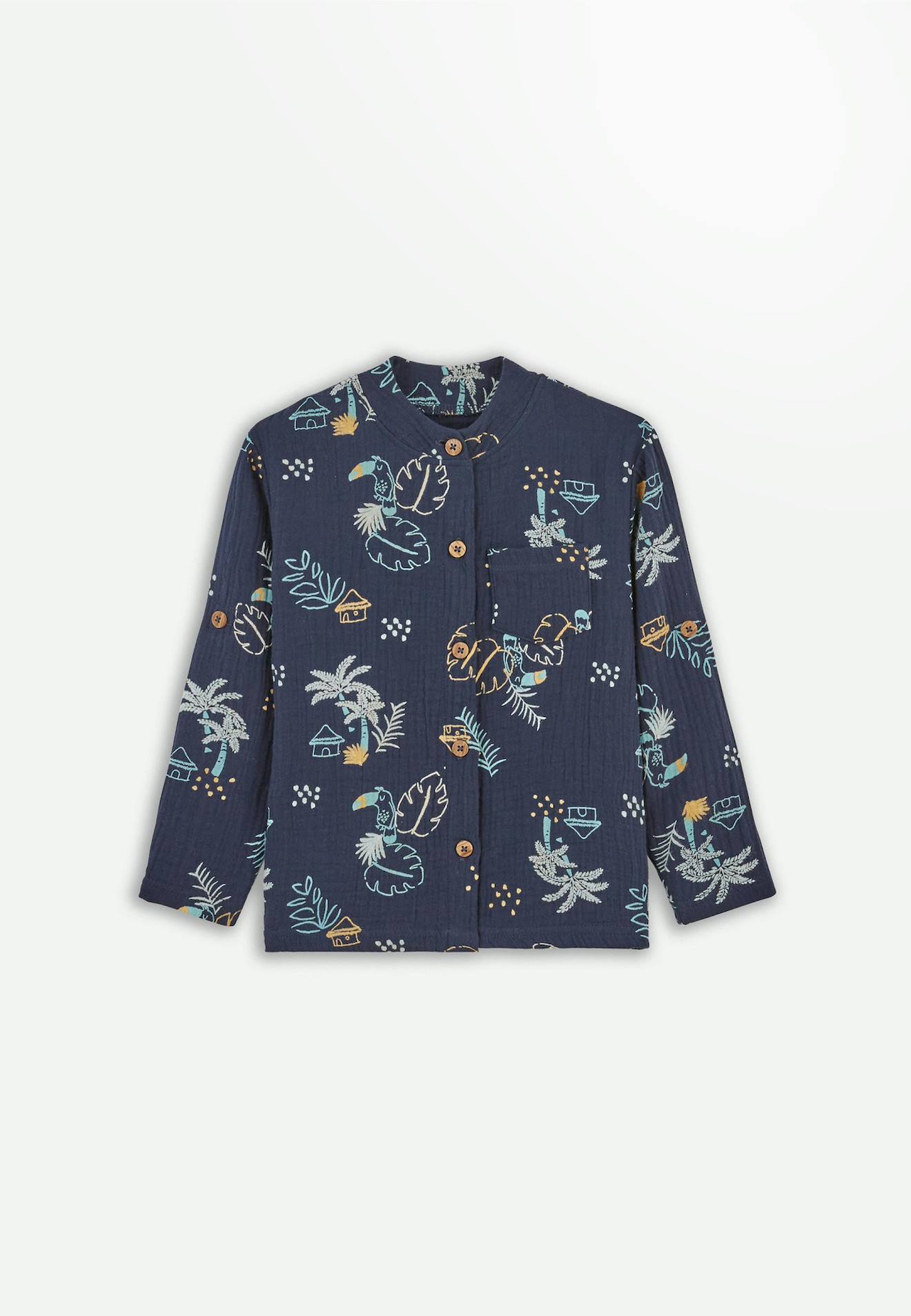 Chemise En Gaze De Coton Athi Bleu