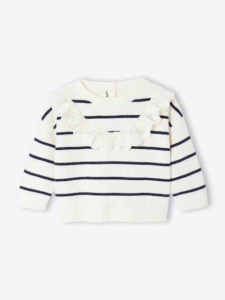 Bébé-Pull, gilet, sweat-Pull marinière bébé fille détail volanté