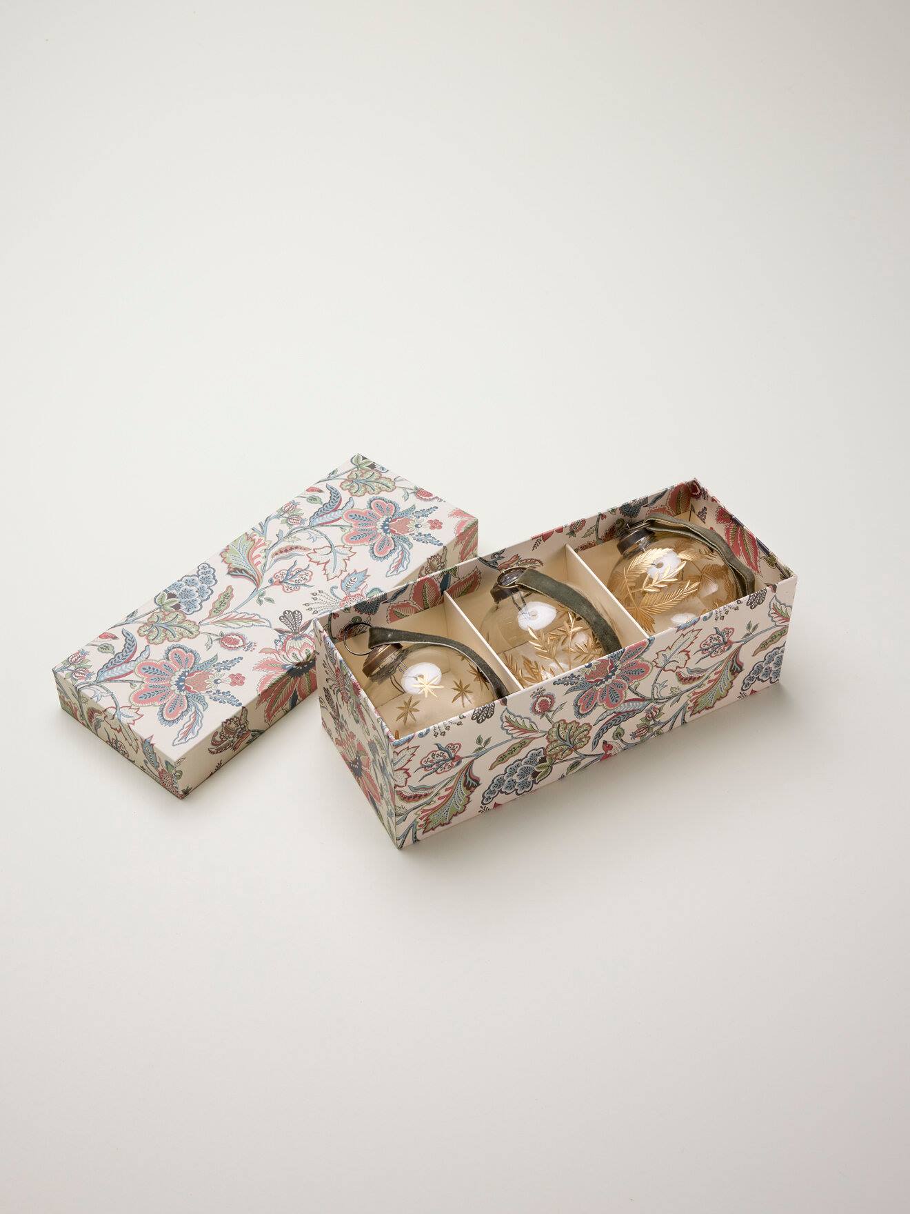 Boule De Noël En Verre Peinte À La Main Par Lot De 3 Dore