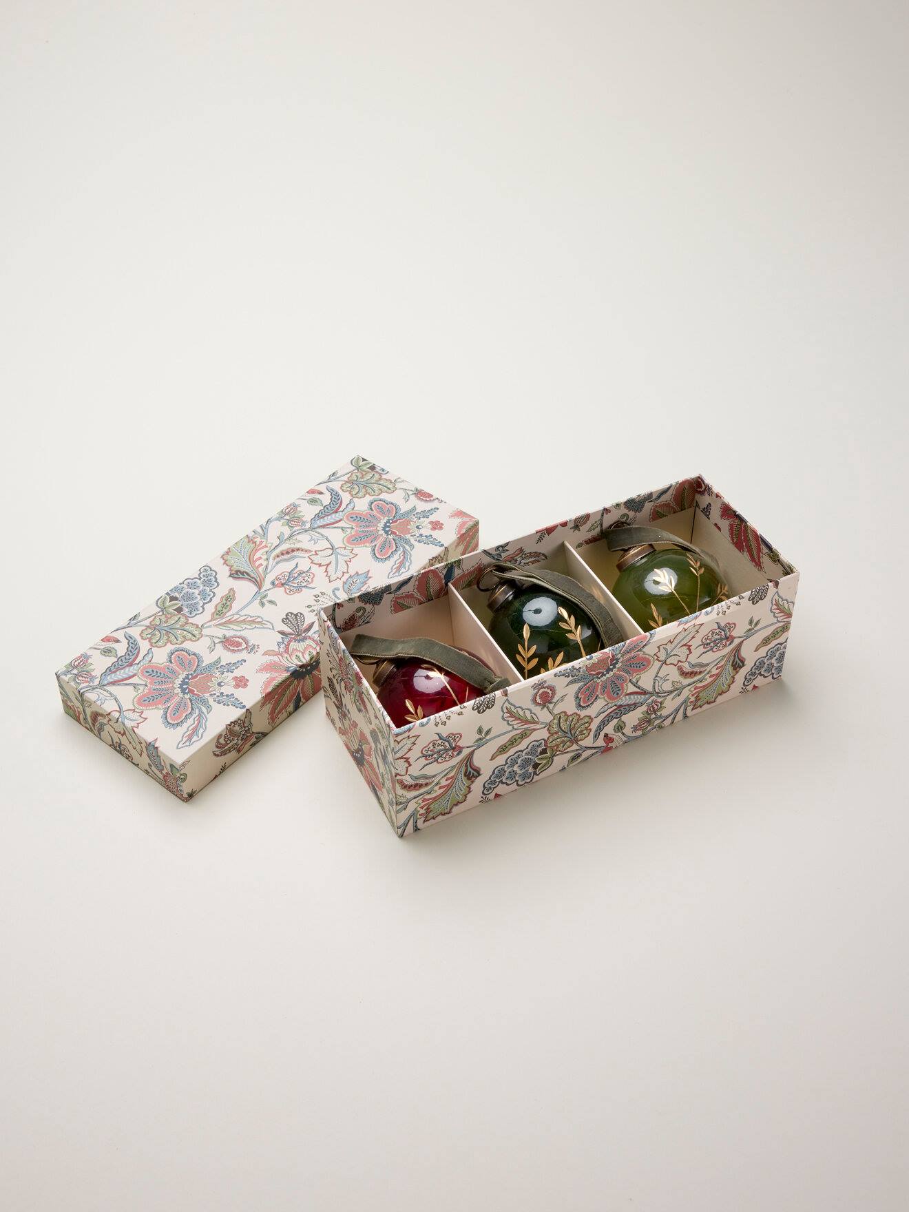 Boule De Noël En Verre Peinte À La Main Par Lot De 3 Imprime Multico