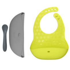 -Ensemble 2 bavoirs et cuillère en silicone