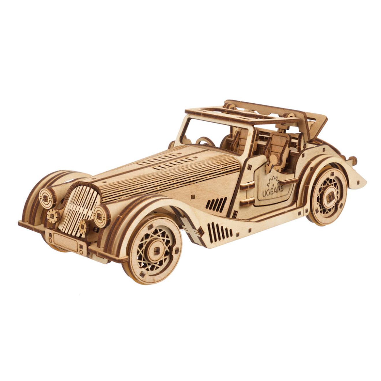 Voiture De Sport Souris Rapide – Maquette En Bois À Construire, Puzzle 3d Mécanique À Moteur À Ressort Brown