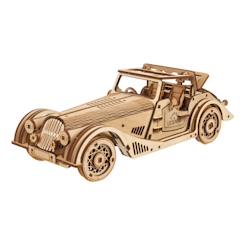 Jouet-Voiture de sport souris rapide – Maquette en bois à construire, puzzle 3D mécanique à moteur à ressort