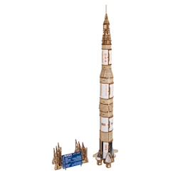 Jouet-Saturn V – Maquette de fusée spatiale en bois à construire, modèle 3D à trois étages avec modules détachables