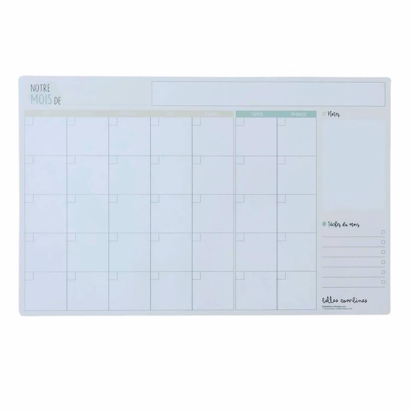 Planificateur Magnétique Familial Mensuel Blanc