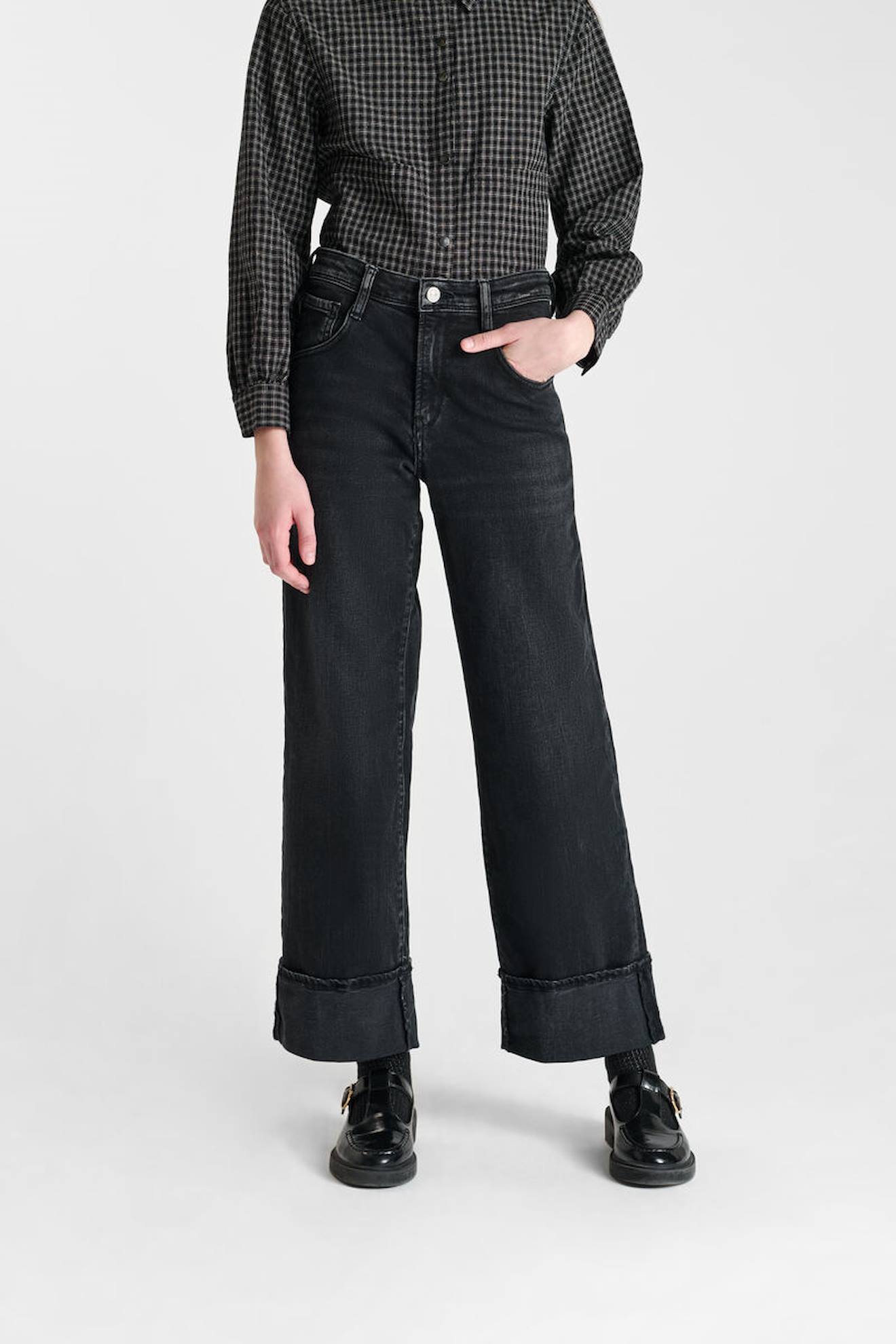 Jeans Droite Revers, Longueur 34 Black / Black