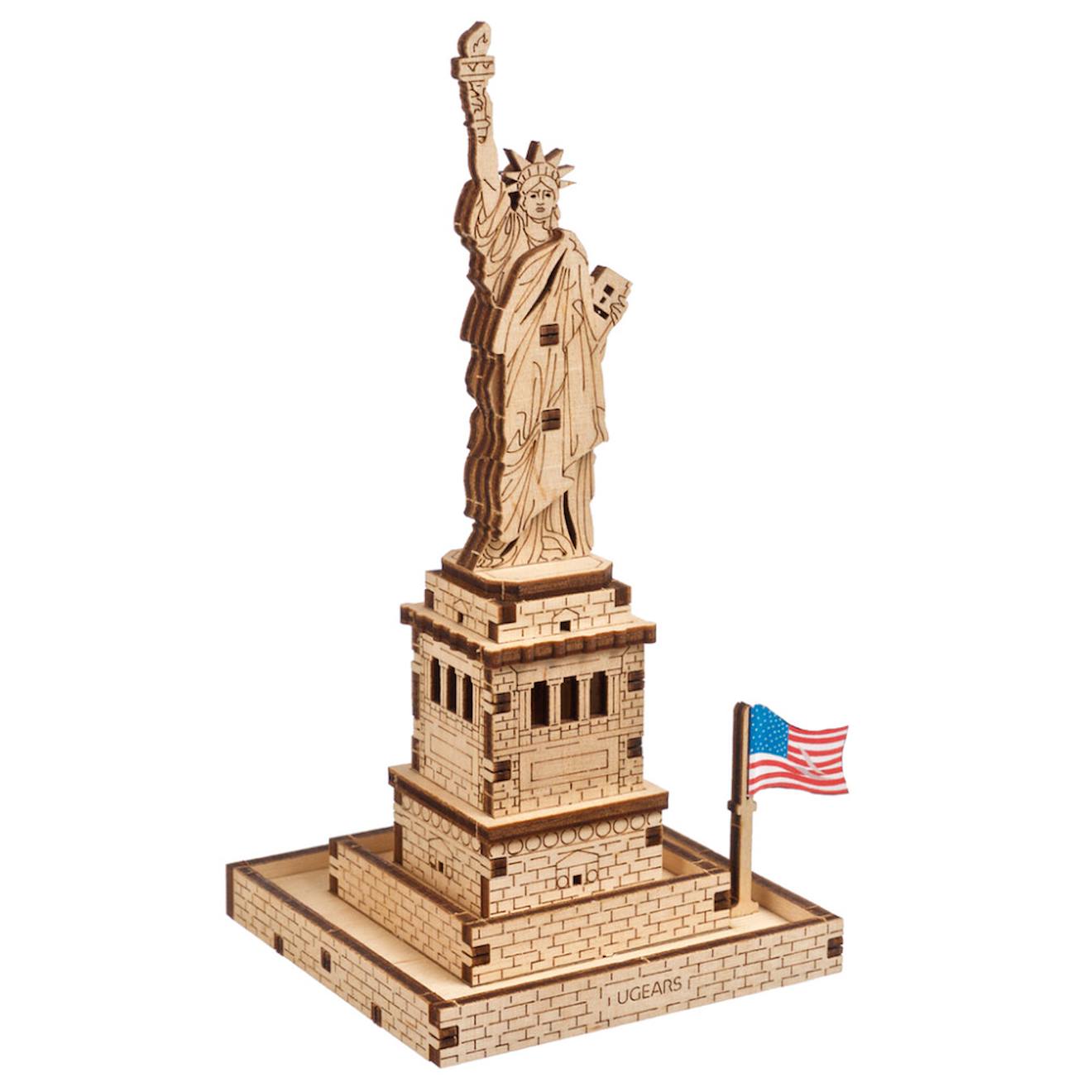 Statue De La Liberté – Maquette En Bois À Construire, Puzzle 3d Emblématique De New York Brown