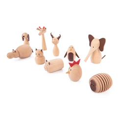 Jouet-Jeux éducatifs-Formes, couleurs et association-Set de 10 animaux en bois