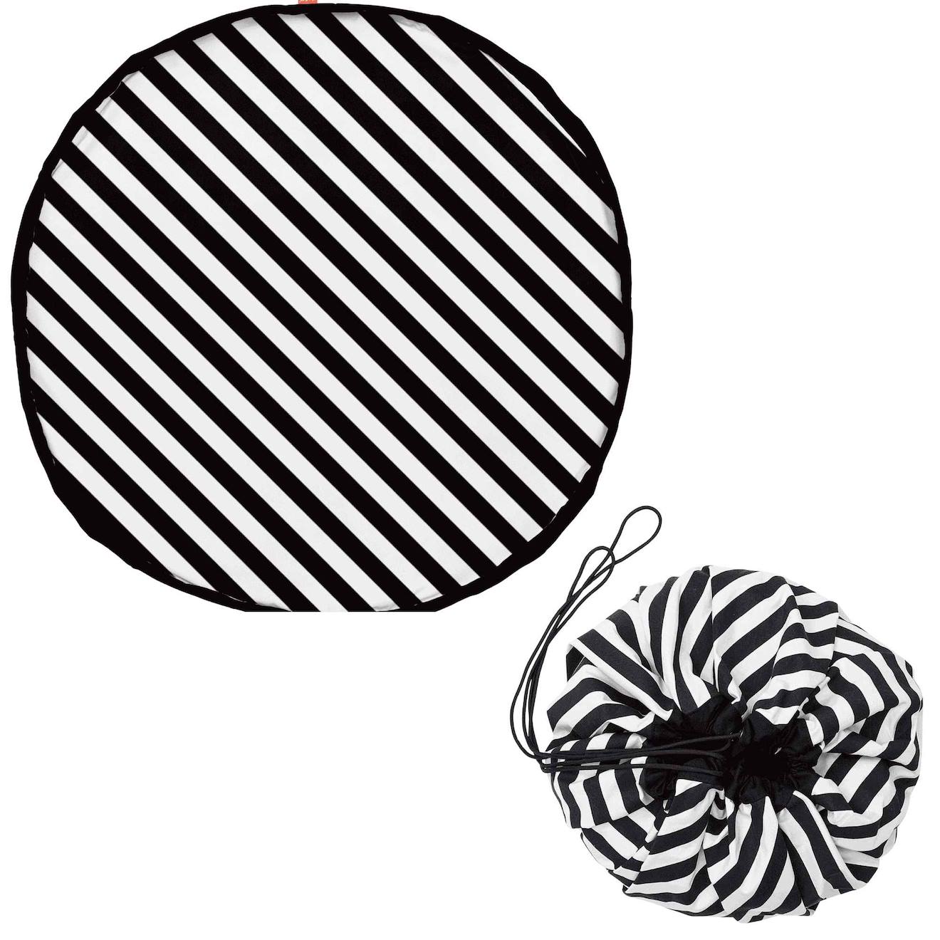 Tapis de jeu & sac à jouets-stripes black natural & black