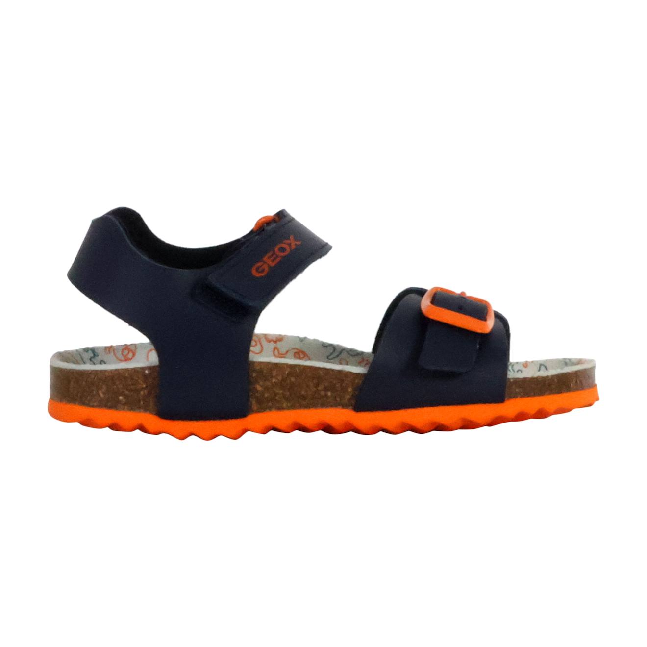 Sandales En Cuir À Scratch Navy Orange Sombre