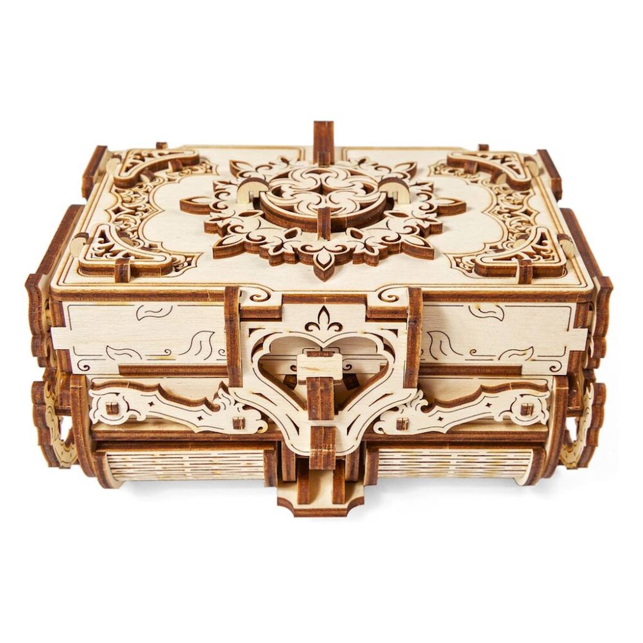 Boîte Antique En Bois À Construire – Coffret Mécanique 3d Avec Compartiments Secrets Et Verrouillage Brown