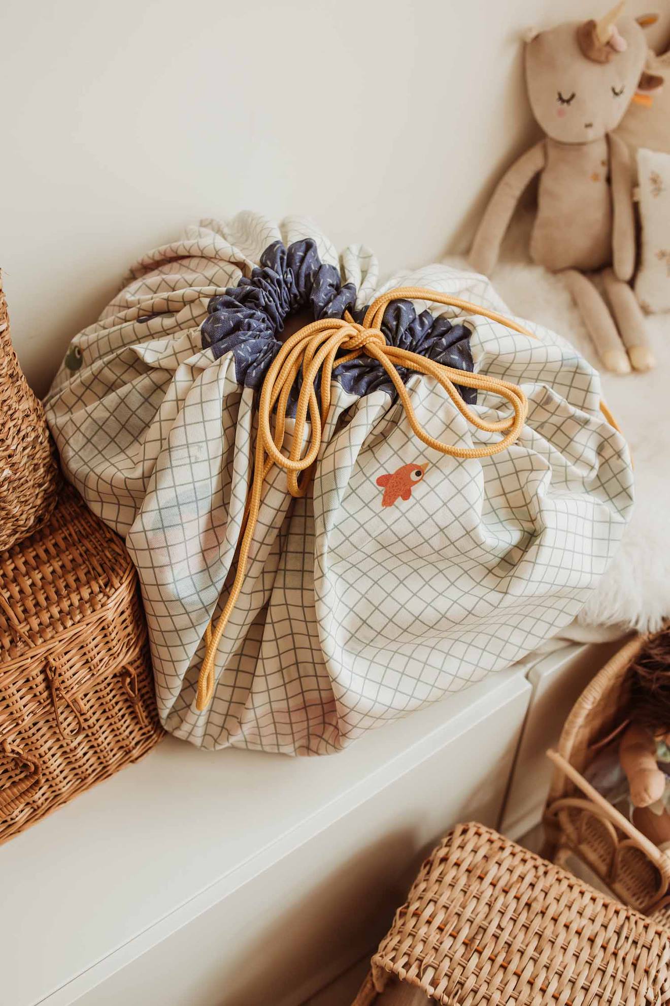 Tapis De Jeu & Sac À Jouets-toupitis Moulin Roty Bleu, Vert, Rouge, Jaune Et Or (Play & Go) - Image 1