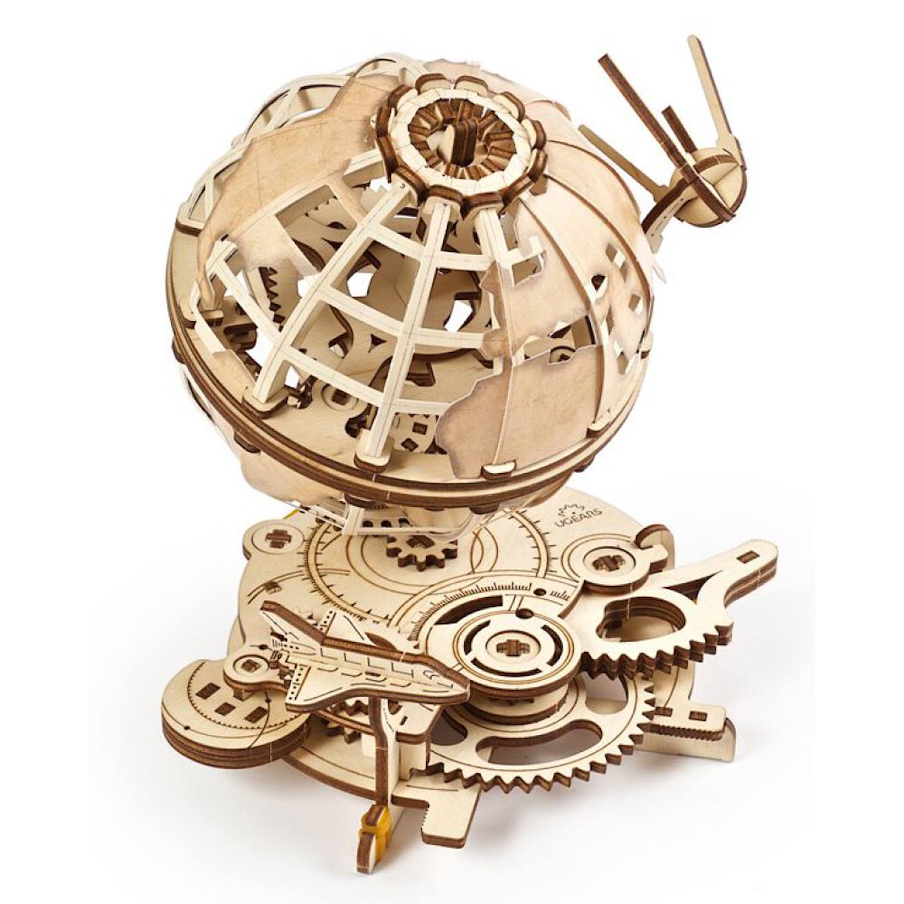 Globus – Maquette En Bois Mécanique À Construire, Globe Terrestre Rotatif Brown