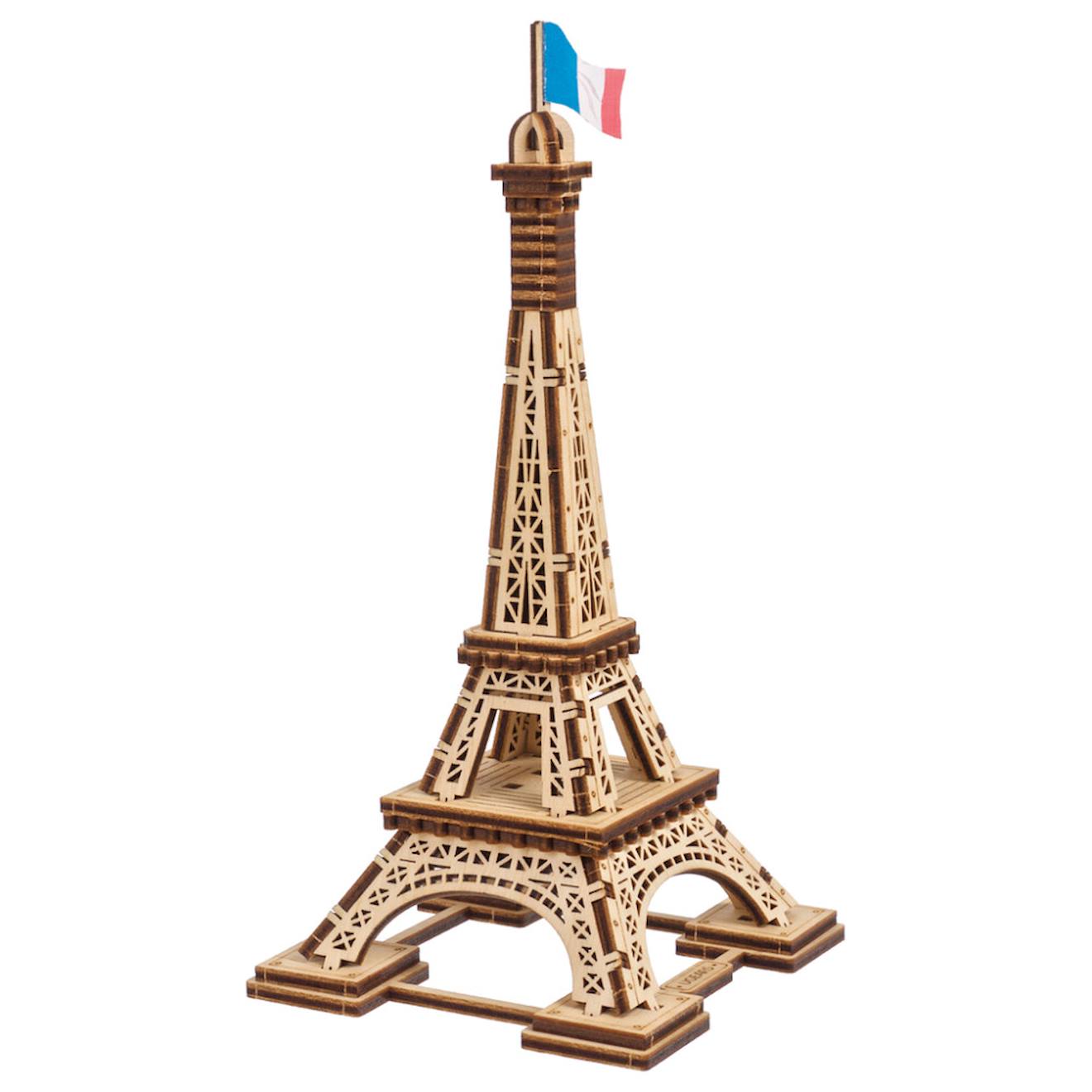 Maquette En Bois À Construire, Puzzle 3d De La Tour Eiffel Brown