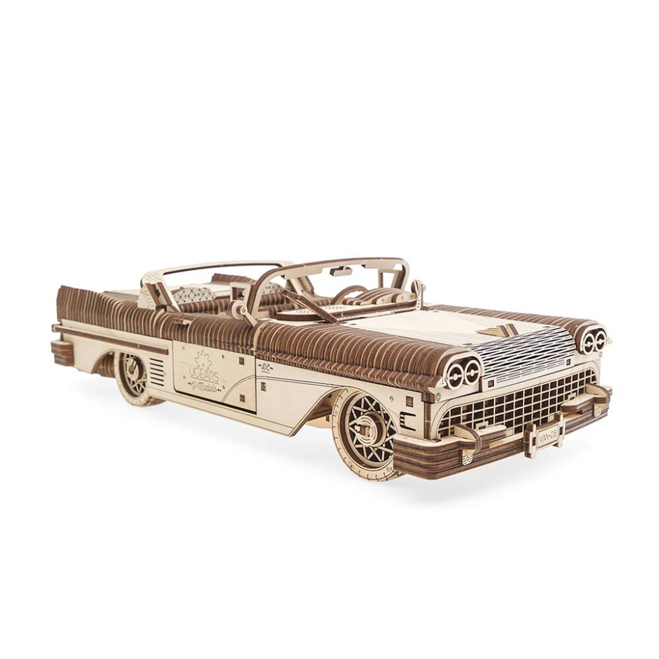 Dream Cabriolet Vm-05 Maquette De Voiture Vintage En Bois À Construire, Puzzle 3d À Moteur Élastique Brown