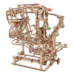 Jouet-Circuit à billes avec palan à chaîne – Maquette mécanique en bois à construire, puzzle 3D avec ascenseur et pistes modulables