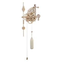 Jouet-Horloge murale Aero Clock en bois à construire – maquette mécanique 3D fonctionnelle à pendule