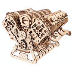 Jouet-Moteur V8 – Maquette mécanique en bois à construire, puzzle 3D fonctionnel avec moteur électrique