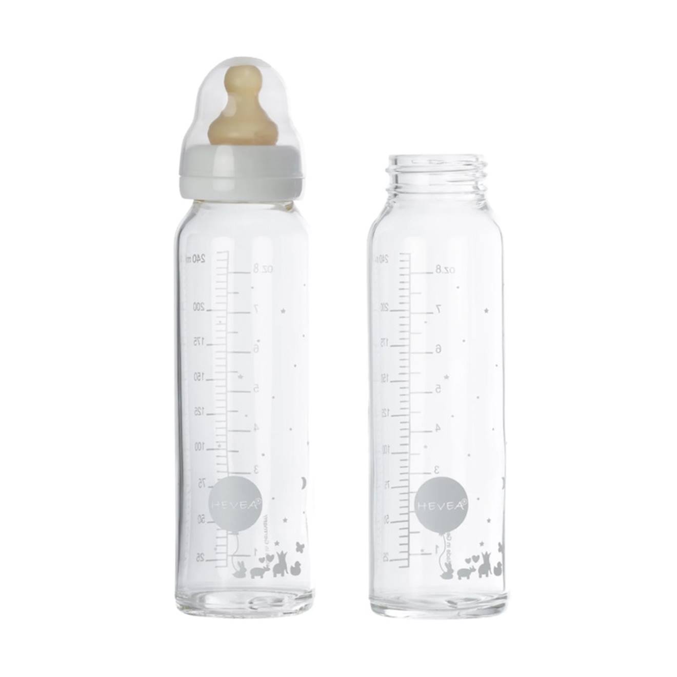 Lot De 2 Biberons En Verre 240ml Blanc