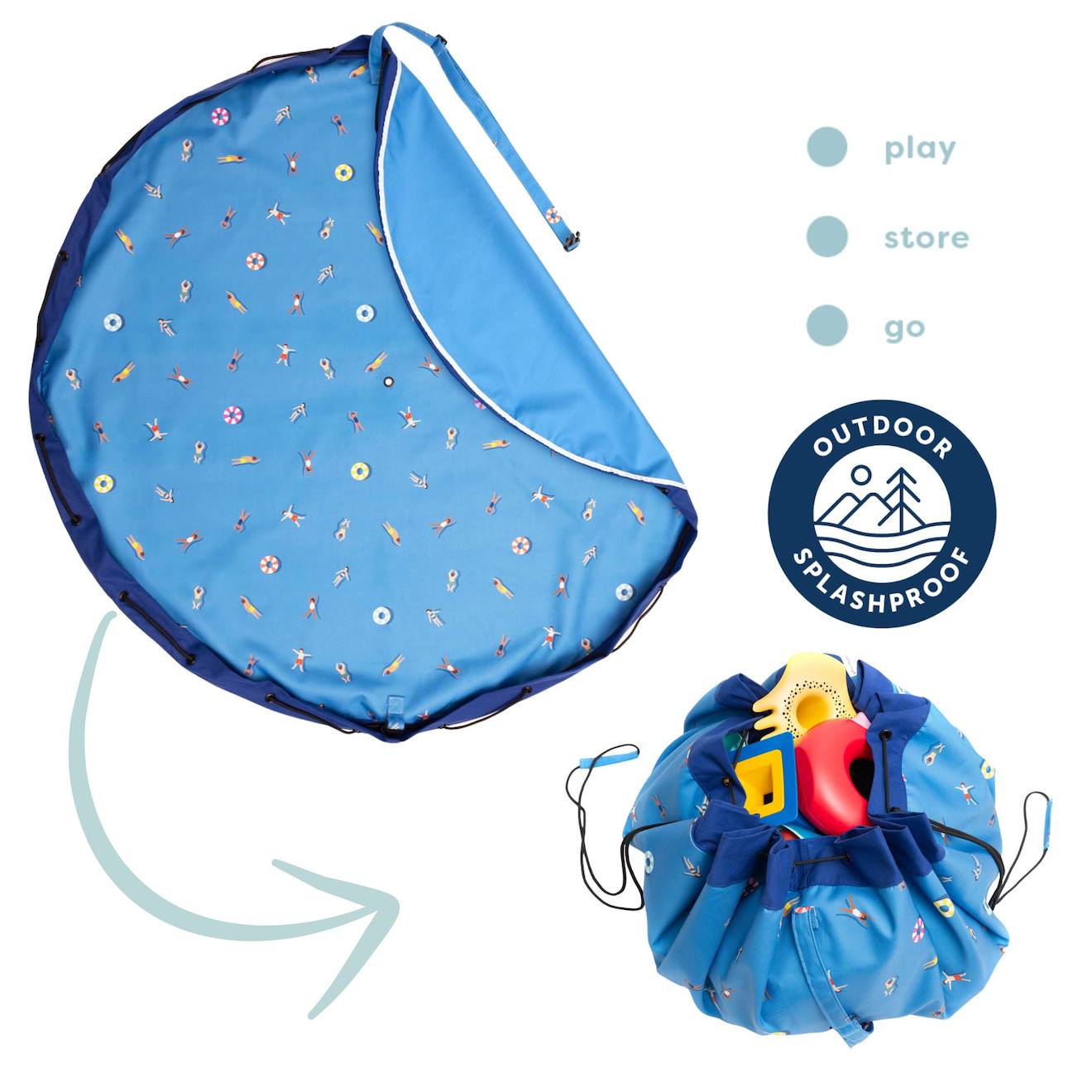 Tapis De Jeu & Sac À Jouets Outdoor - Swim Fun Bleu & Multicolour