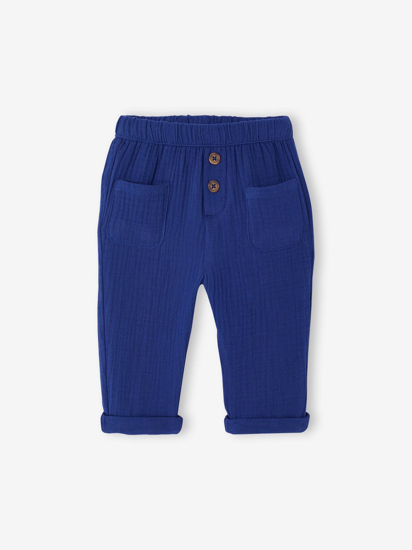Pantalon bb garon gaze de coton marine 11 €