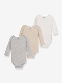 Lot de 3 bodies bébé coton bio manches longues  - vertbaudet enfant