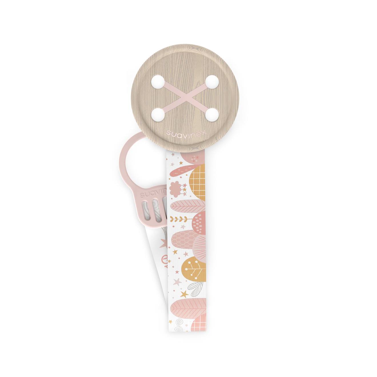 Attache-sucette Avec Ruban Textile Rose