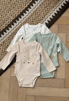 Bébé-Body-Lot de 3 bodies bébé côtelés manches longues ouverture croisée kenya