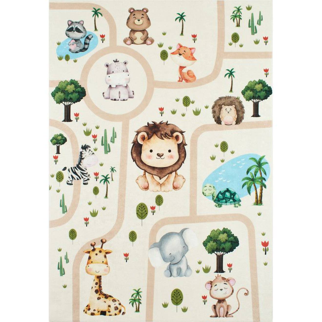 Tapis Enfant En Polyester Beige