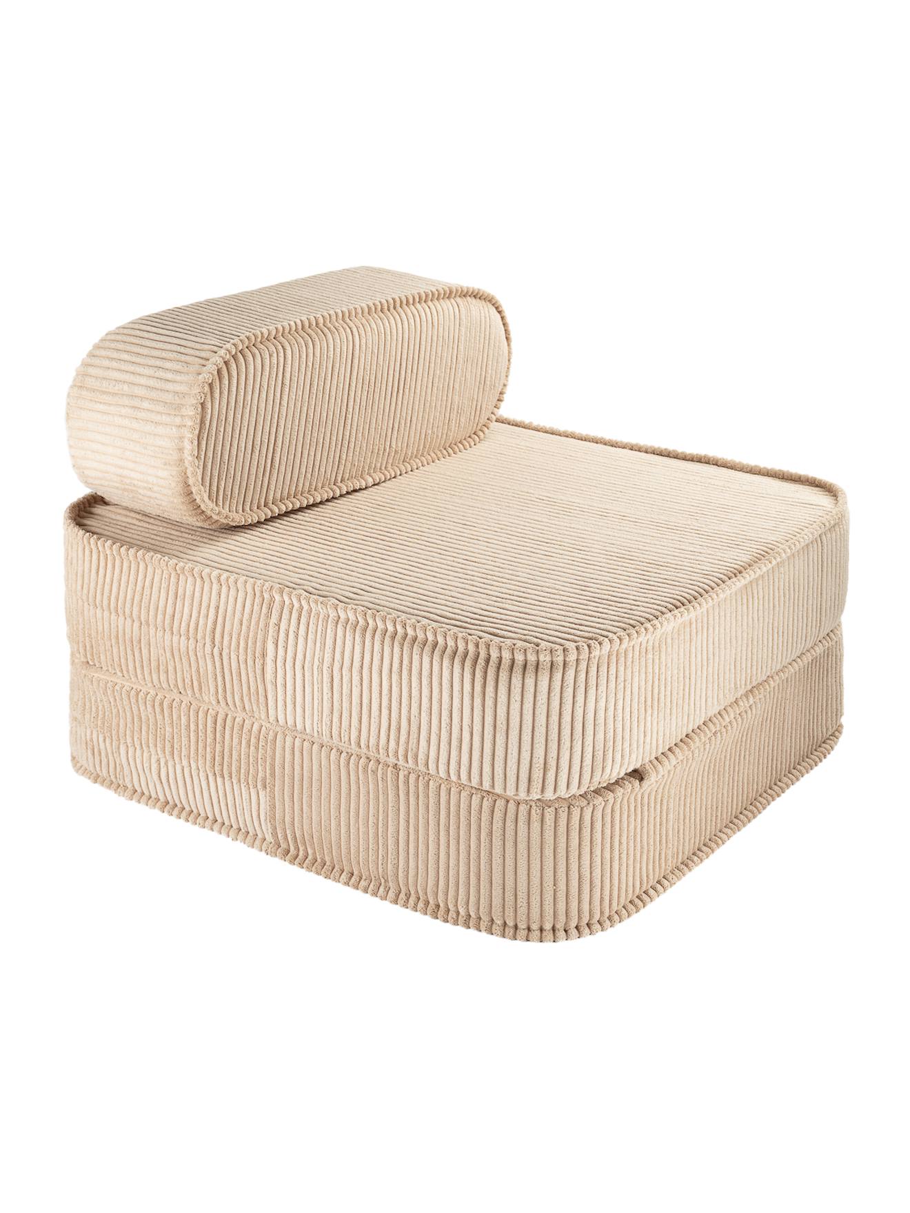 Fauteuil Pliant Enfant - Pouf Convertible En Velours Côtelé Brown Sugar
