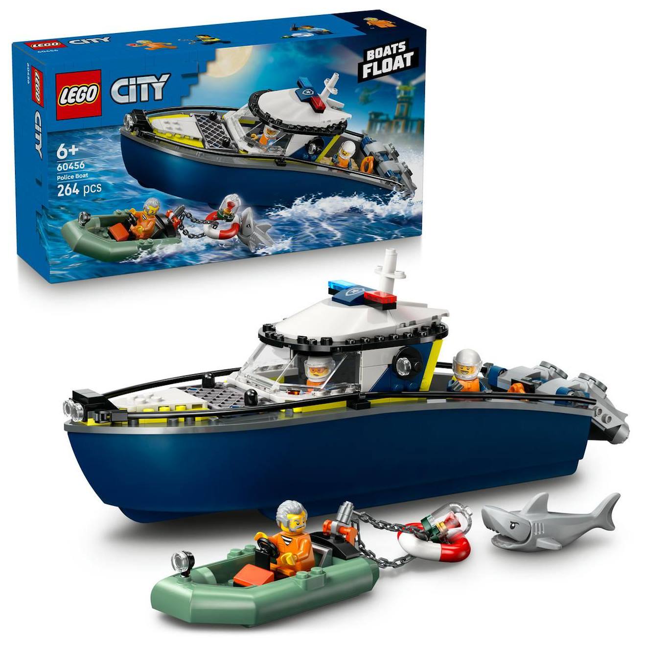 Lego City - La Course-poursuite En Bateau De Police - 60456 Multicolore