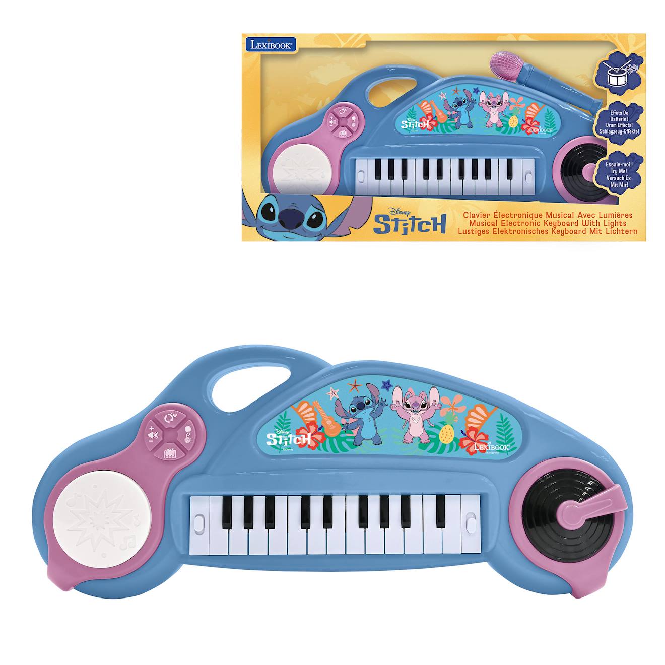 Piano Électronique Pour Enfants Stitch Avec Effets Lumineux Bleu