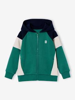 Sweat zippé garçon capuche coloblock  - vertbaudet enfant