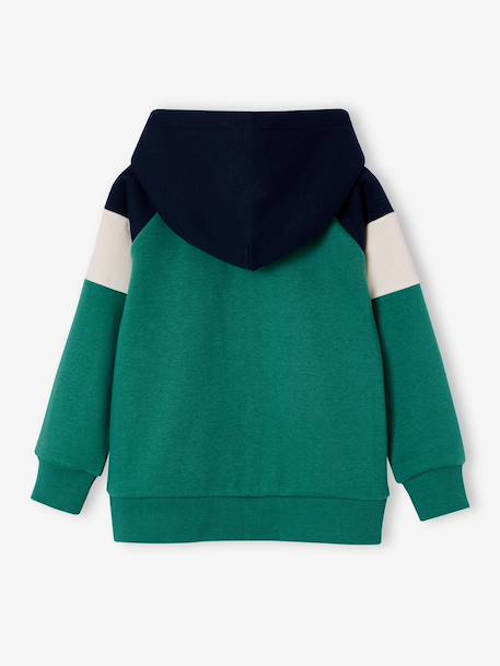 Sweat zippé garçon capuche coloblock bleu moyen+bordeaux+gris chiné+ocre+vert 17 - vertbaudet enfant 