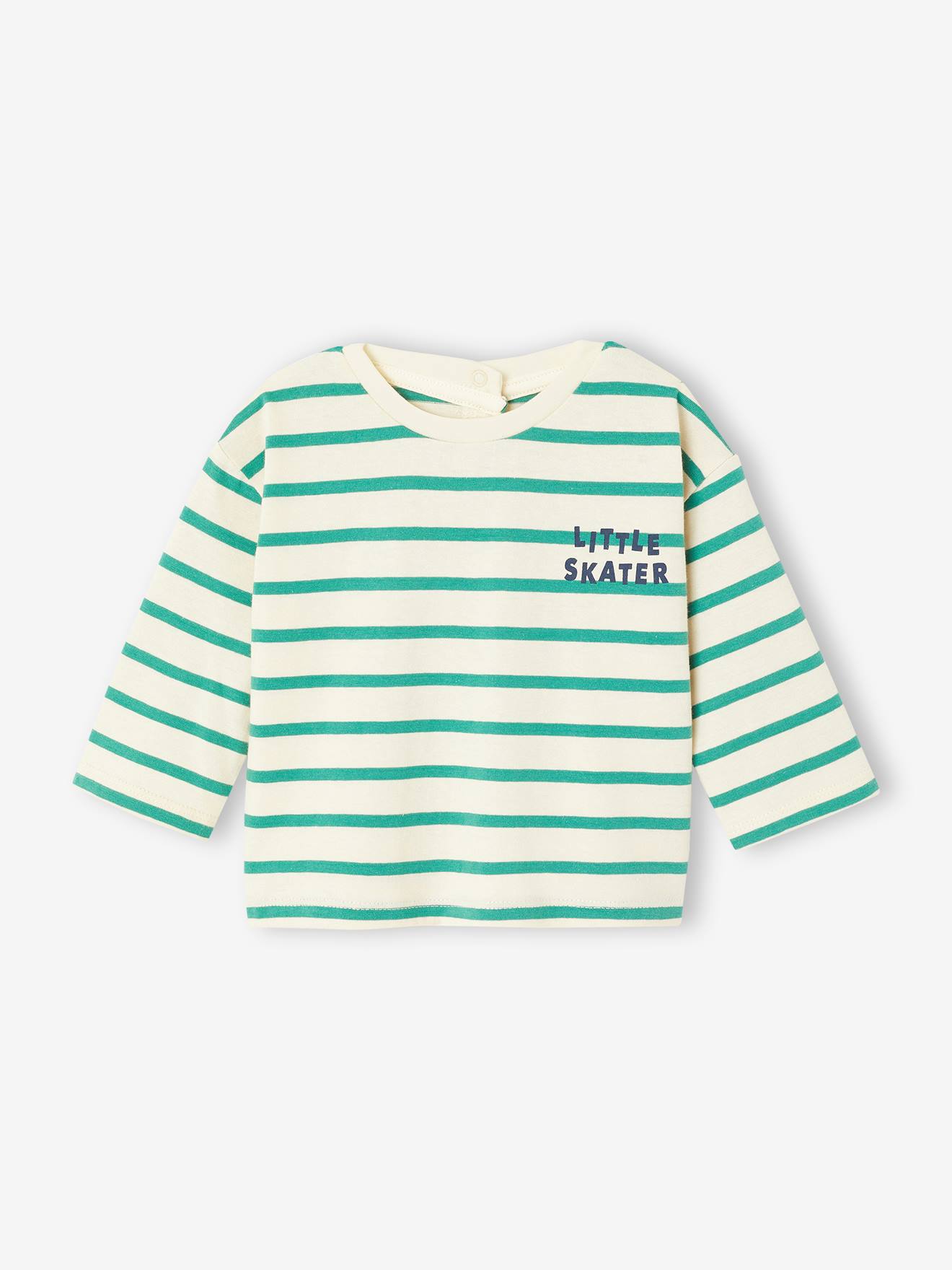 T-shirt bébé rayé pressionné dos rayé vert