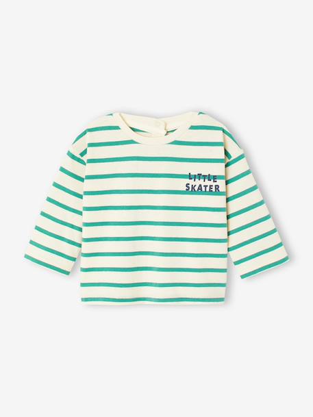Bébé-T-shirt, sous-pull-T-shirt-T-shirt bébé rayé pressionné dos 
