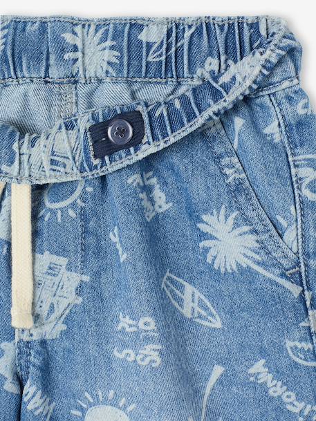 Bermuda garçon jean facile à enfiler bleu imprimé+denim gris+double stone+rayé bleu+stone 4 - vertbaudet enfant 