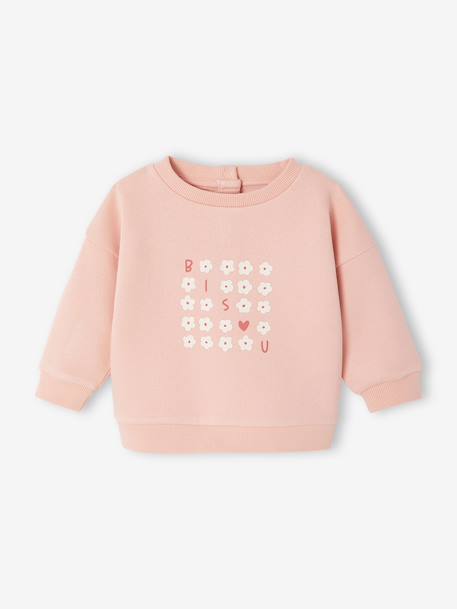 Sweat-shirt bébé fille message imprimé framboise+rose poudré+vanille 5 - vertbaudet enfant 