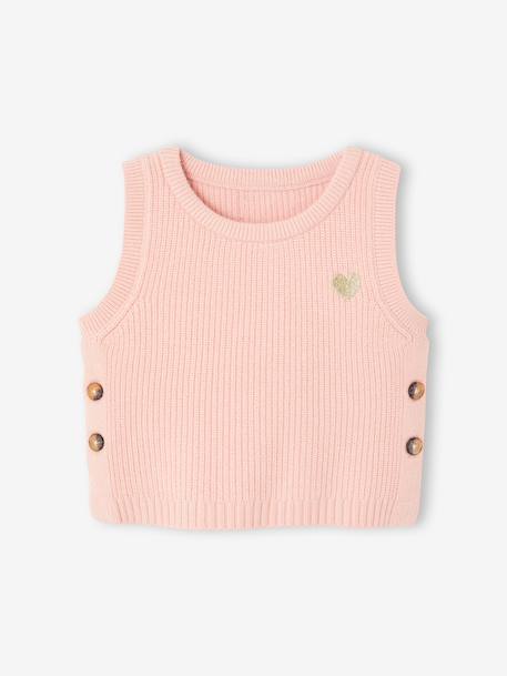 Pull bébé sans manches écru+marine+rose poudré 17 - vertbaudet enfant 