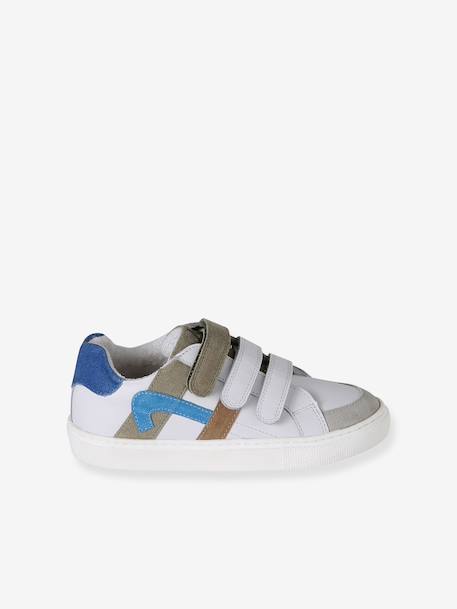 Baskets enfant garçon cuir à scratchs écru+lot blanc 9 - vertbaudet enfant 